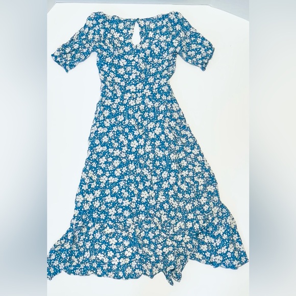 Reformation Nantes Floral Blue Midi Dress Sz 2 - Picture 4 of 8